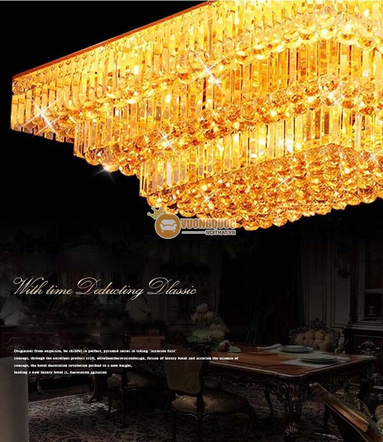 Đèn ốp trần chữ nhật mạ vàng sang trọng CM271-1